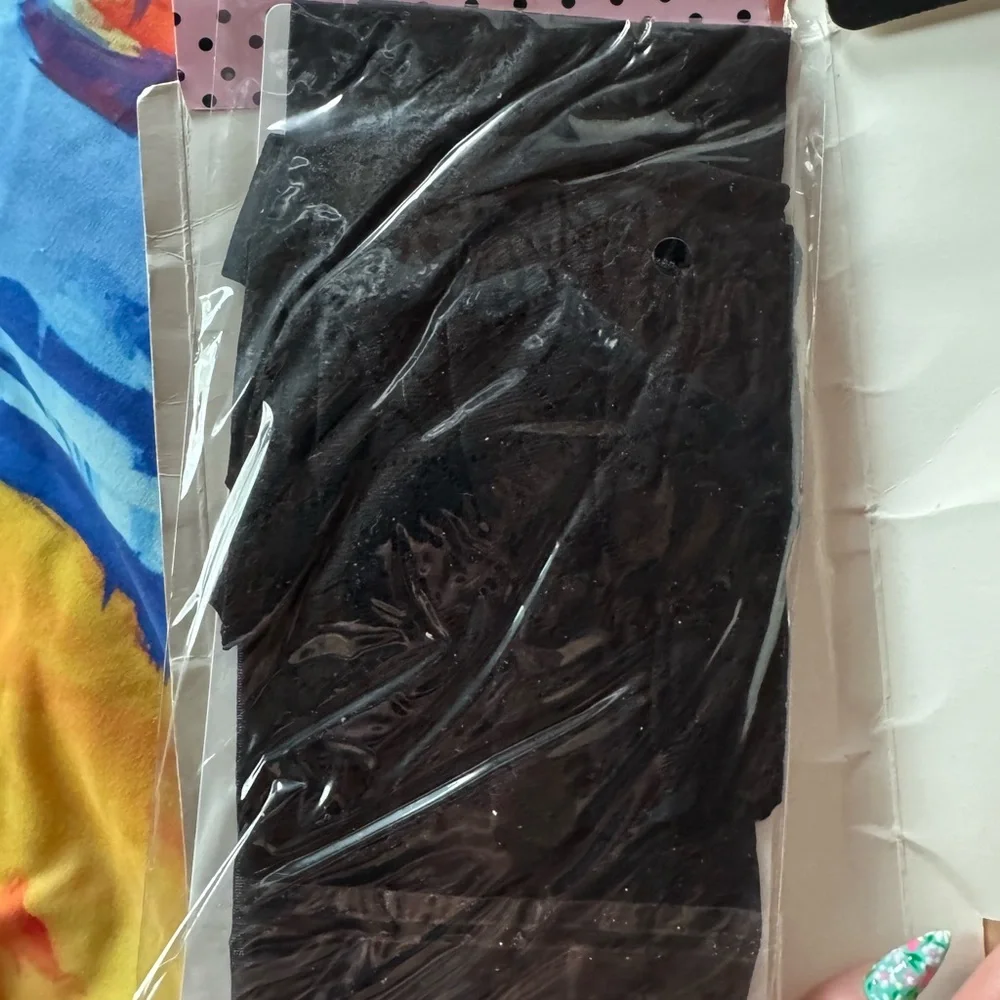 Seven Til Midnight Black Sheer Lace Thigh High Stockings Queen Size NWT